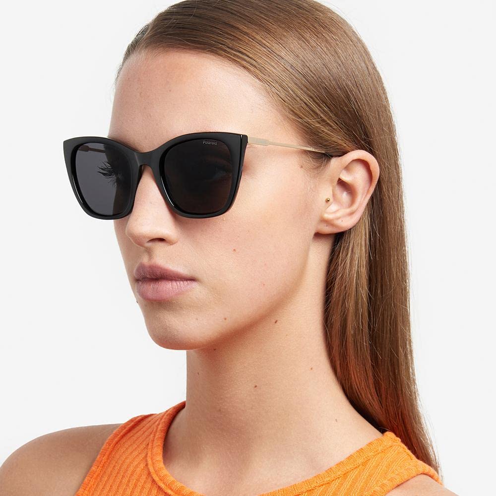Polaroid Womens Cat Eye Sunglasses Black Frame, Grey Lens (52) - Pack of 1