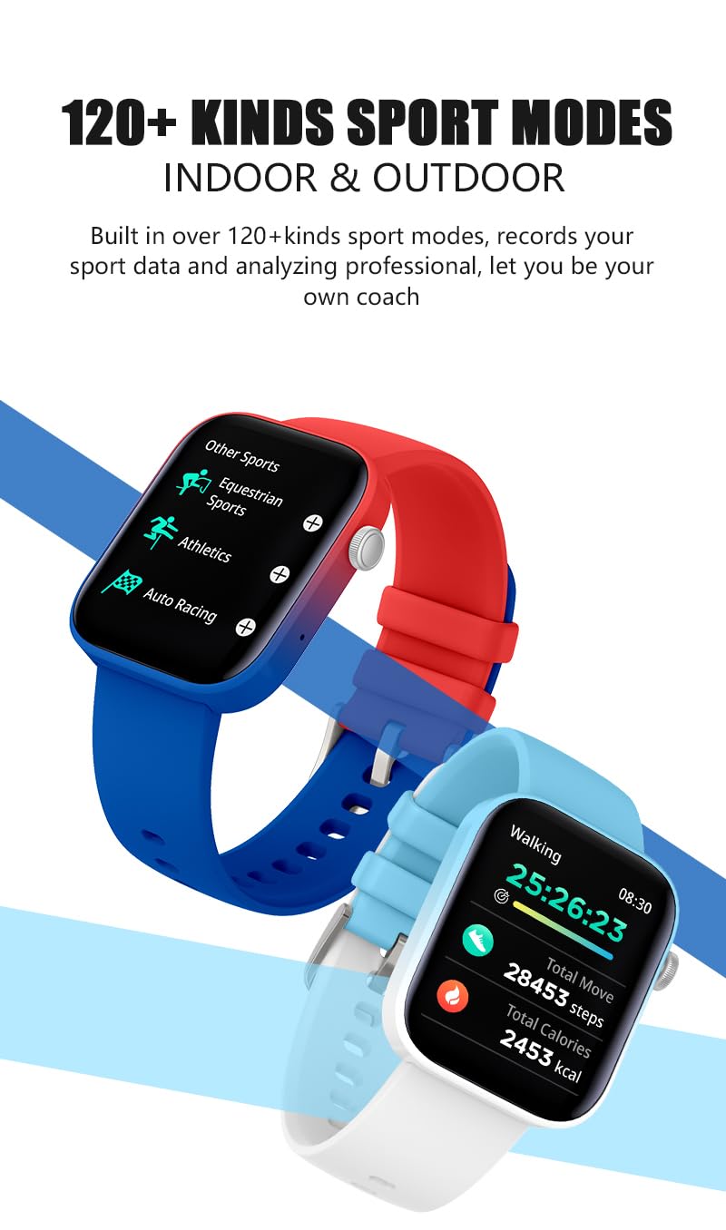 French Connection POP FIT Full Touch Smartwatch with Silicon Band, 1.8'' Large Display, Bluetooth Calling, 120+ Sport Modes, Heart Rate Monitor, Sleep Monitor, Multiple Watch Faces
