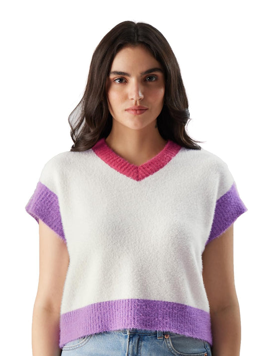 The Souled Store Solids: Frosty Pink Women Vest Sweaters