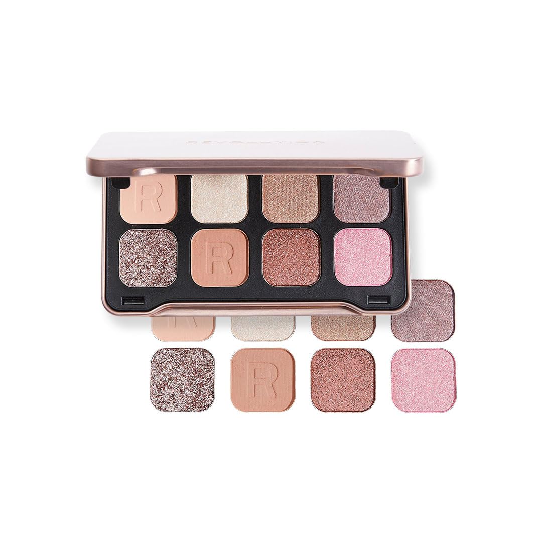 Makeup Revolution Forever Flawless Dynamic Eternal Eyeshadow Palette | 8 pans of glitters, foils, mattes & shimmer |Travel-friendly mini eyeshadow palette |Highly pigmented shades |Easy to blend and layer |8gm