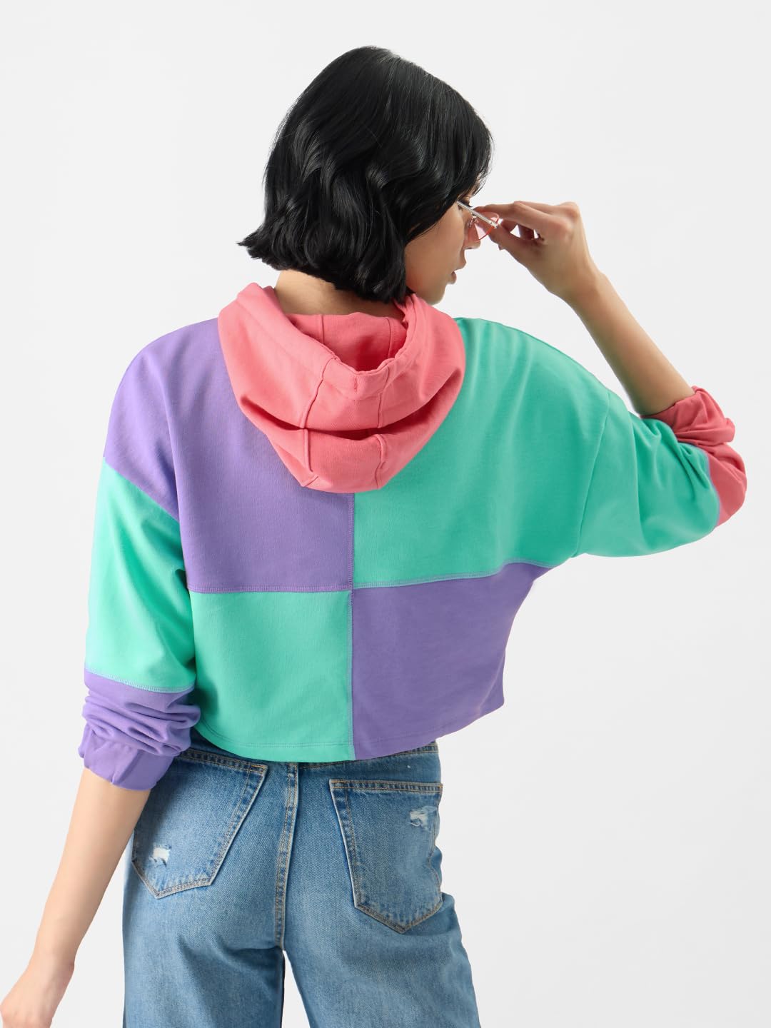 The Souled Store Orchid Sorbet Hoodie Women Cropped Oversized Hoodies Multicolour