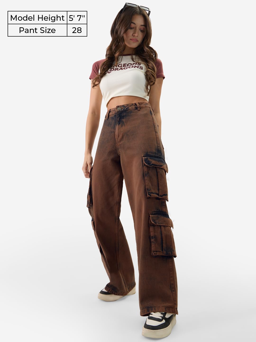 The Souled Store Coco Women and Girls Wide Leg Fit Cargo Jeans - Lightweight Hiking Joggers, Casual Trousers, Chino - Soft Comfortable Fabric - Apparel for Everyday