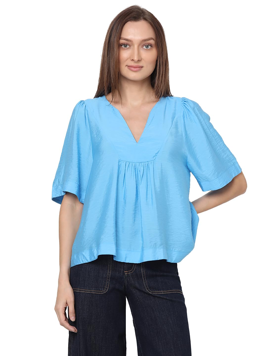 VERO MODA Women's Regular Fit T-Shirt (10296018-Bonnie Blue_Bonnie