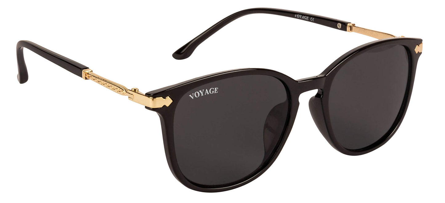Voyage UV Protected Rectangular Women Sunglasses - (A3046MG3182T | Black Lens | Black Frame)