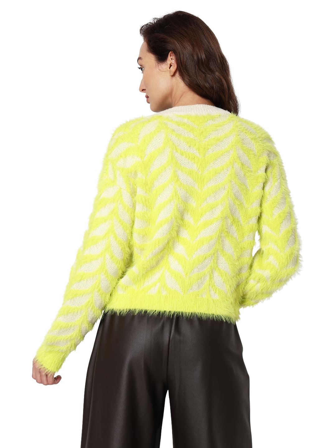 VERO MODA Women's Nylon Round Neck Sweater (10291027- Birch