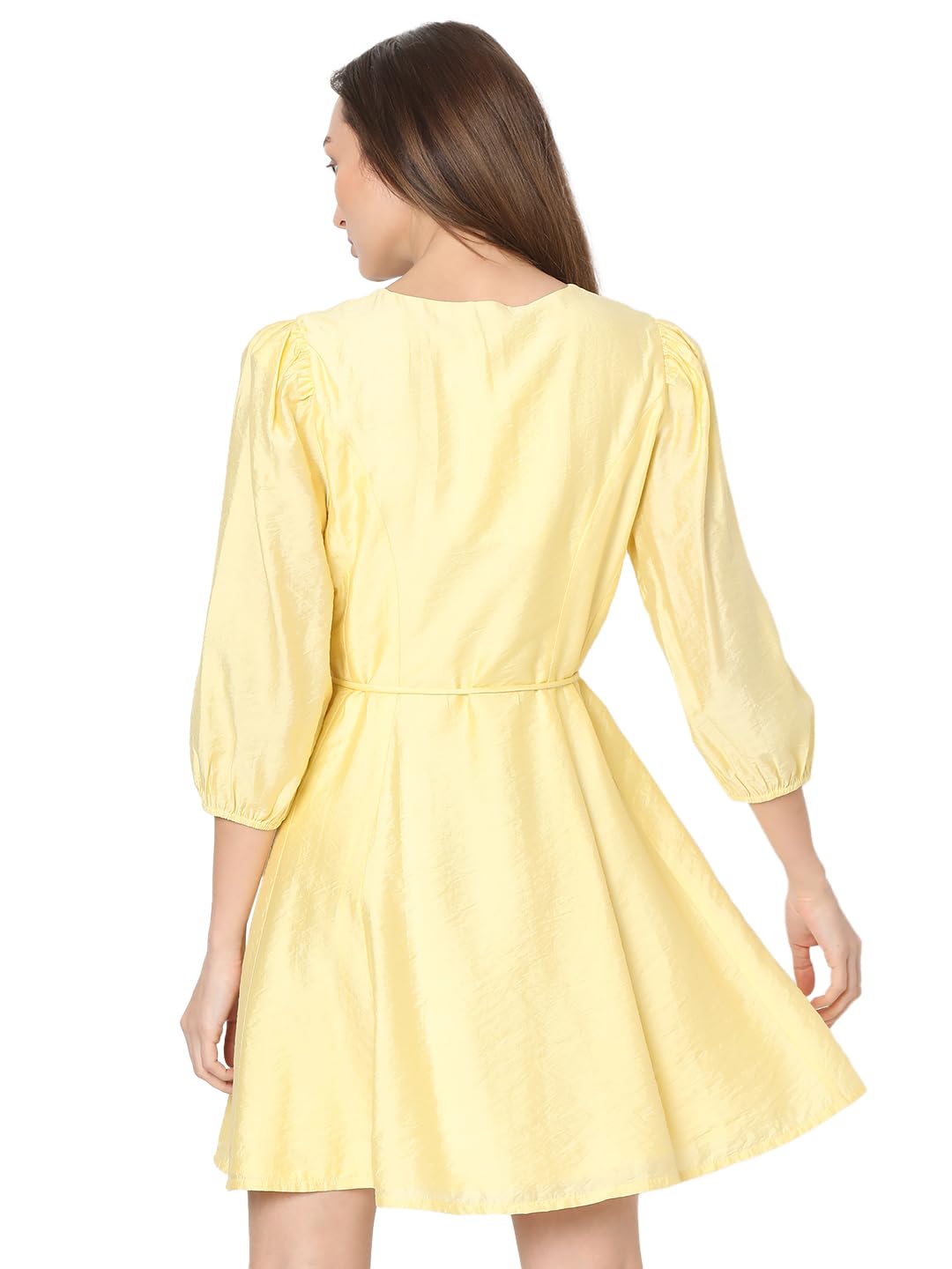 VERO MODA Women's Viscose A-Line Above The Knee Dress (Mellow Yellow)