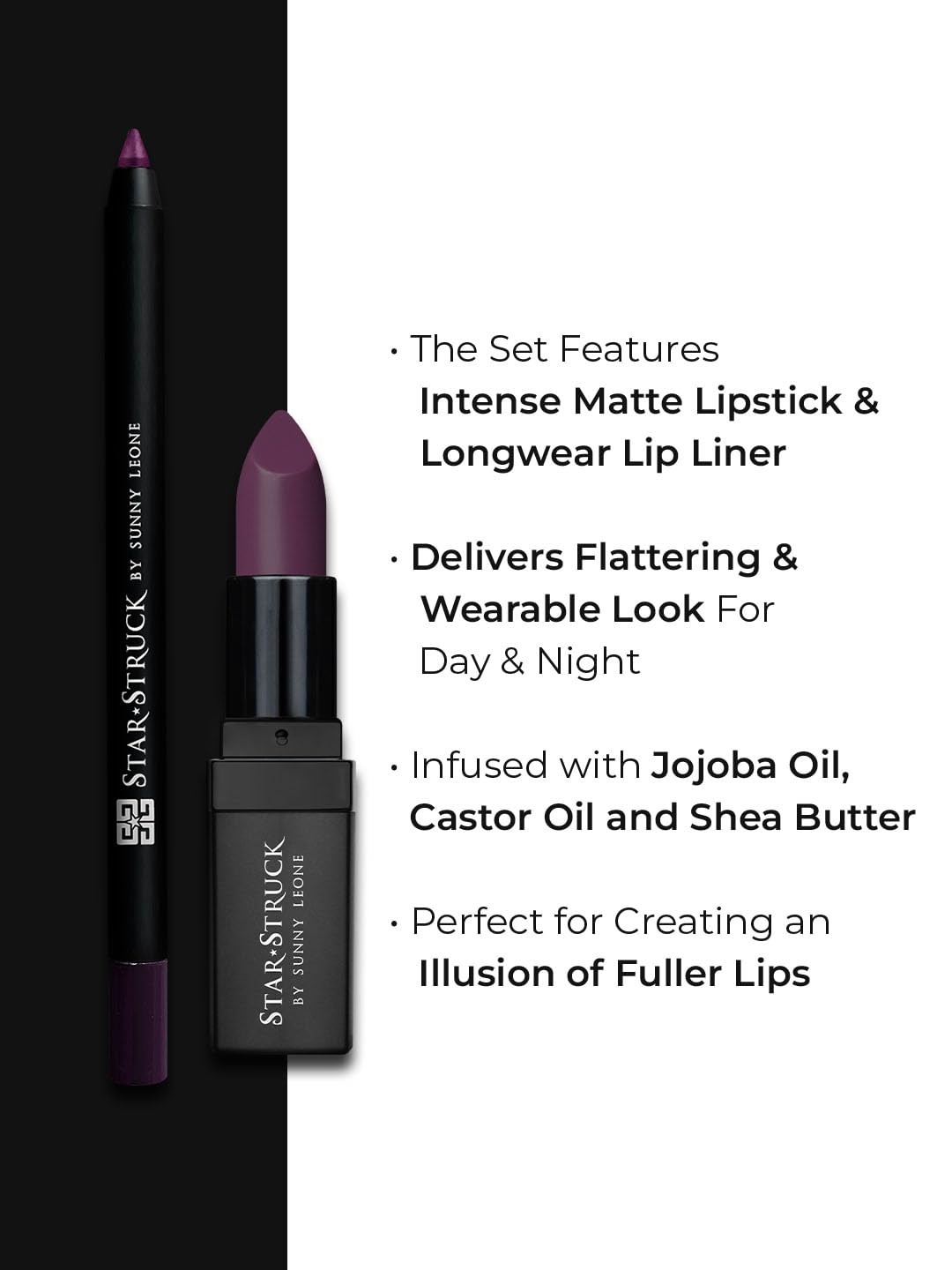 STARSTRUCK BY SUNNY LEONE New Shades Lipstick + Lip Liner Lip Kit (2PC Lip Kit) (Wine)