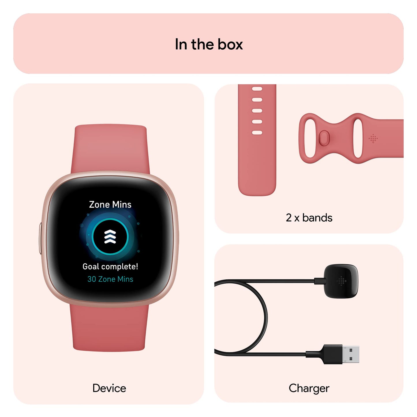 Fitbit Versa 4 Fitness Watch (Pink Sand/Copper Rose Aluminium) with 6-Month Premium Membership