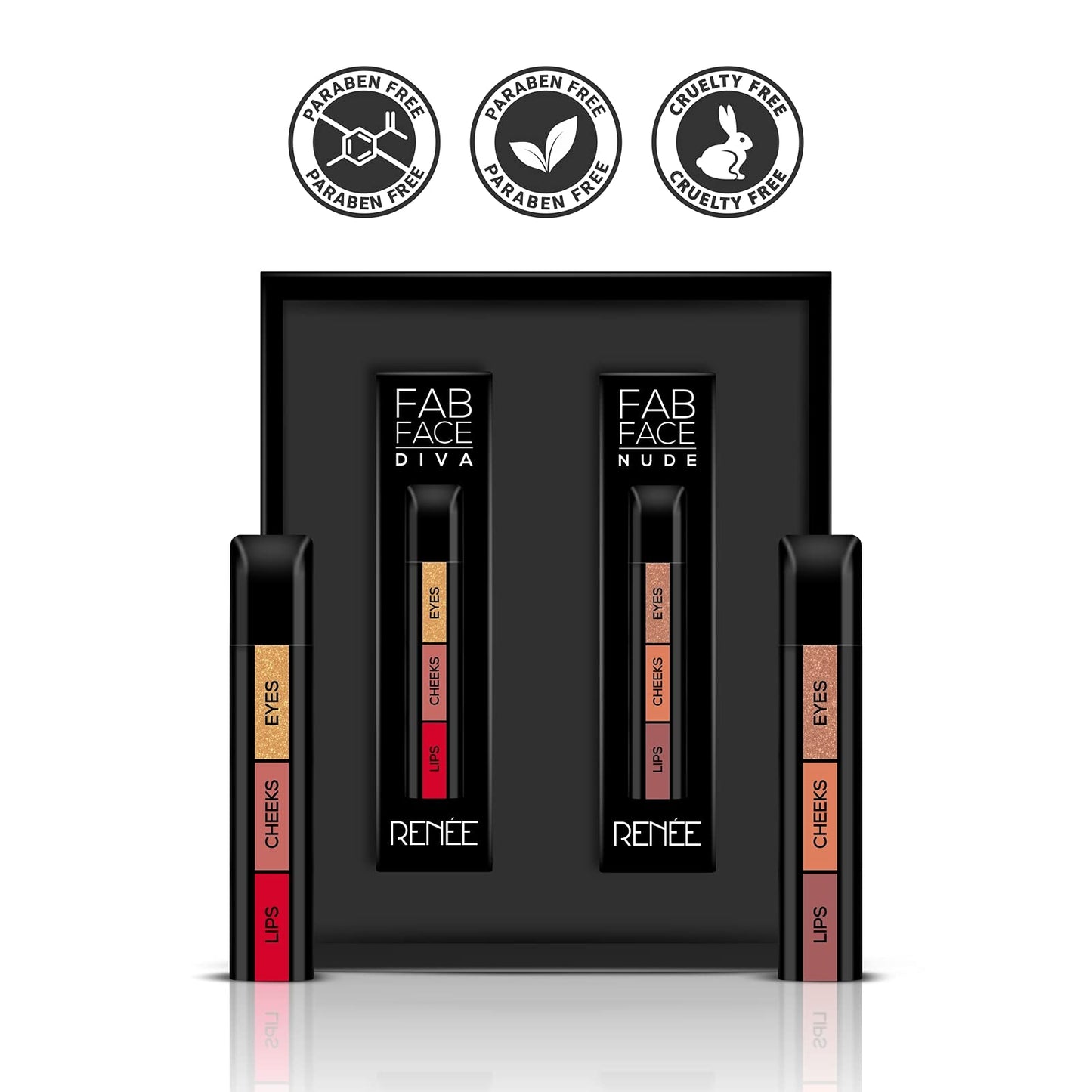 RENEE Fab Face 3 in 1 Makeup Stick Combo 4.5gm Each| Includes Eyeshadow, Blush & Lipstick| Infused With Vitamin E| Intense Color Payoff| Compact & Travel Friendly