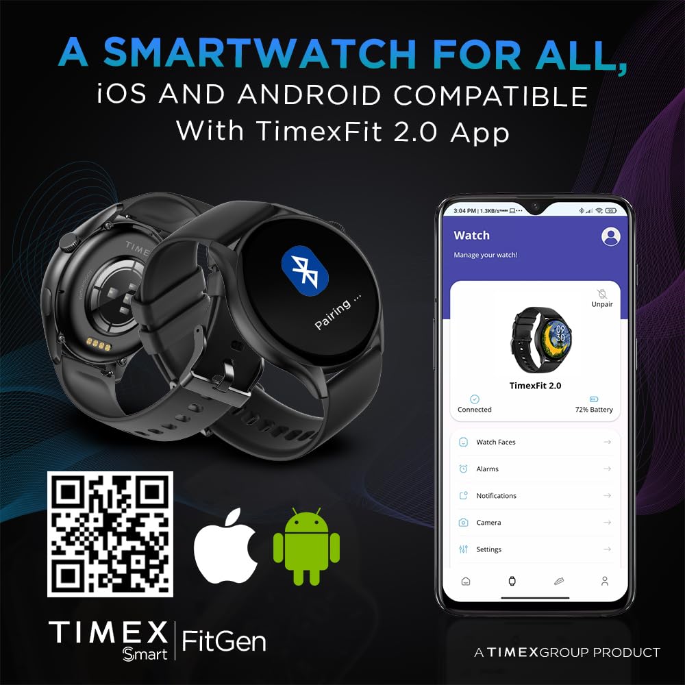 Timex FitGen 1.43" Round AMOLED Smartwatch with 466x466 Pixel Resolution|Single Sync Bluetooth Calling|Rotating Crown| Metallic Body|AI Voice Assist|100+ Sports Modes|Upto 7 Days Battery(Normal Usage)