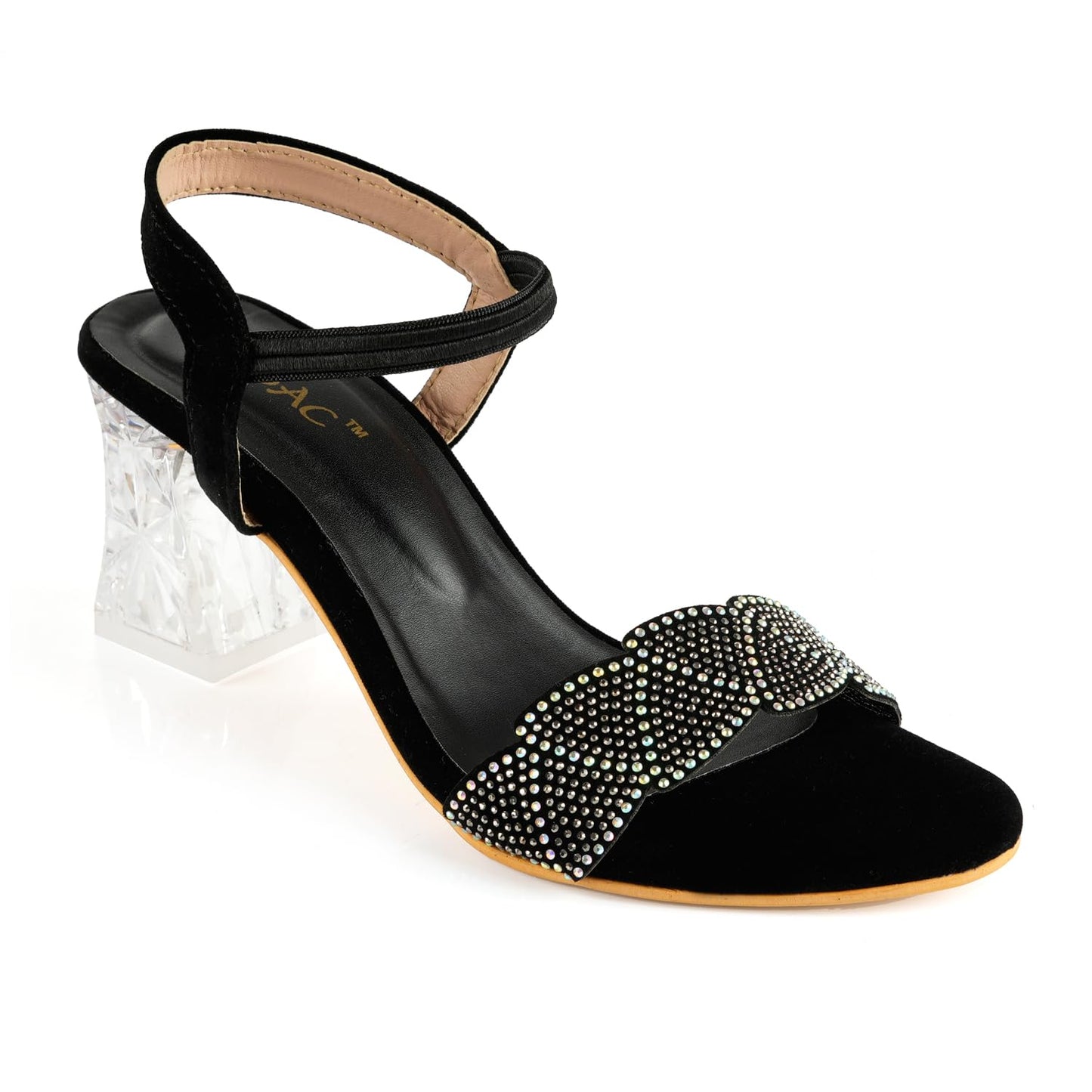 MOSAC Women's Block Heels Fashion Sandals Wedding Sandals for Women & Girls (Black)
