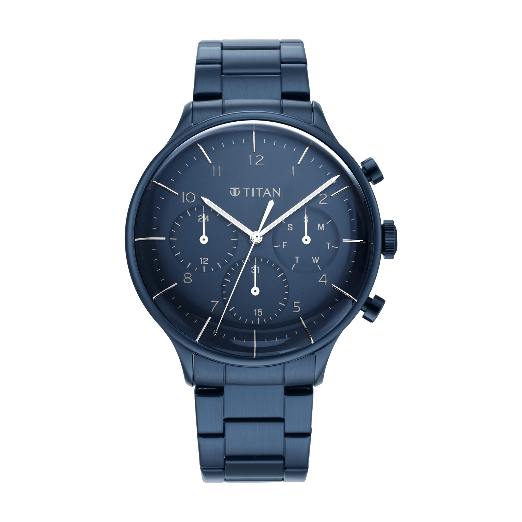 Blue dial titan outlet watch