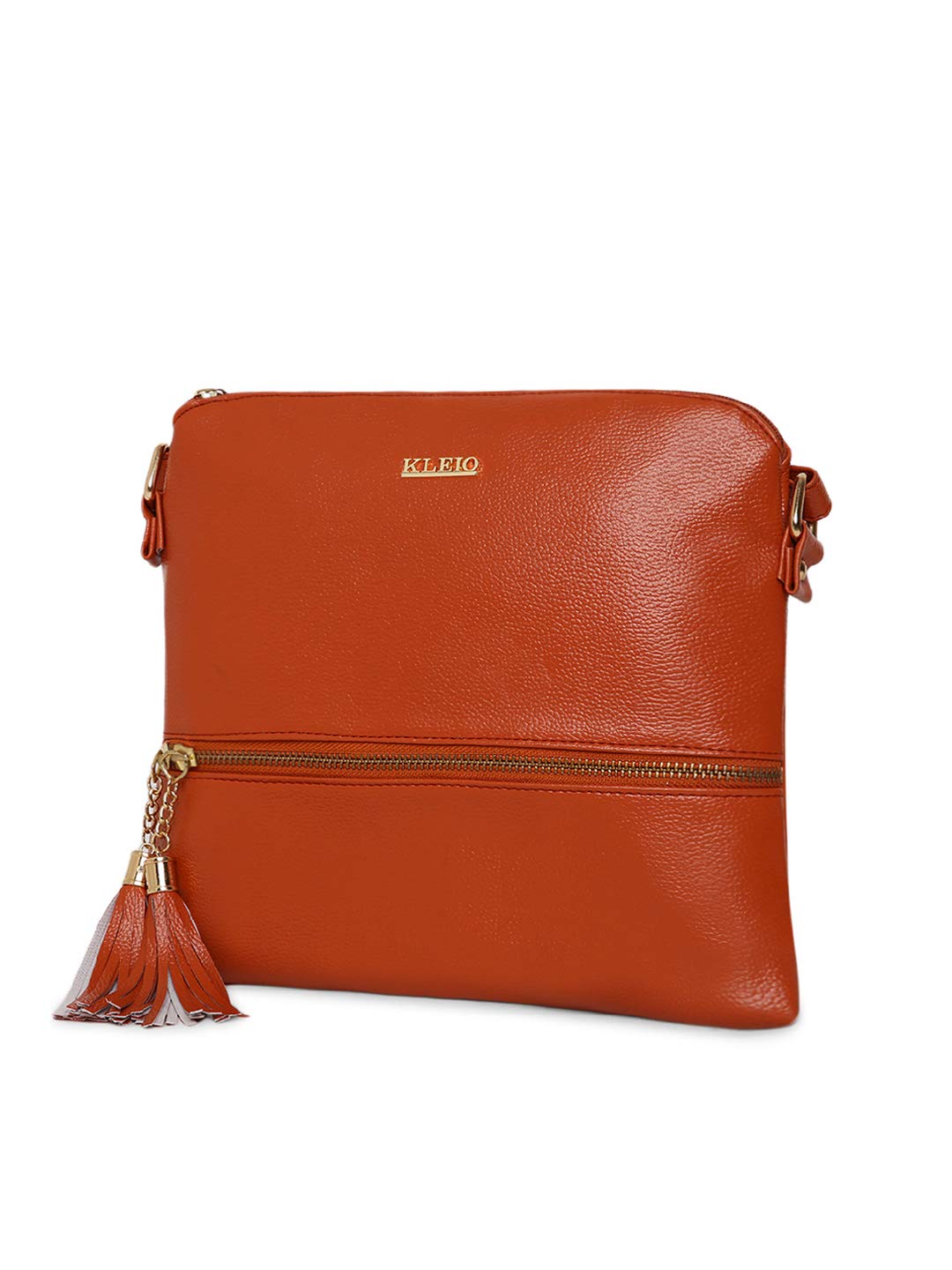 KLEIO PU Leather Sling Bag (Tan) for Women with Tassels, Adjustable Shoulder Strap & Zip Closure | Spacious Crossbody Bag for Girls Suitable for Travel, College & Casual Use