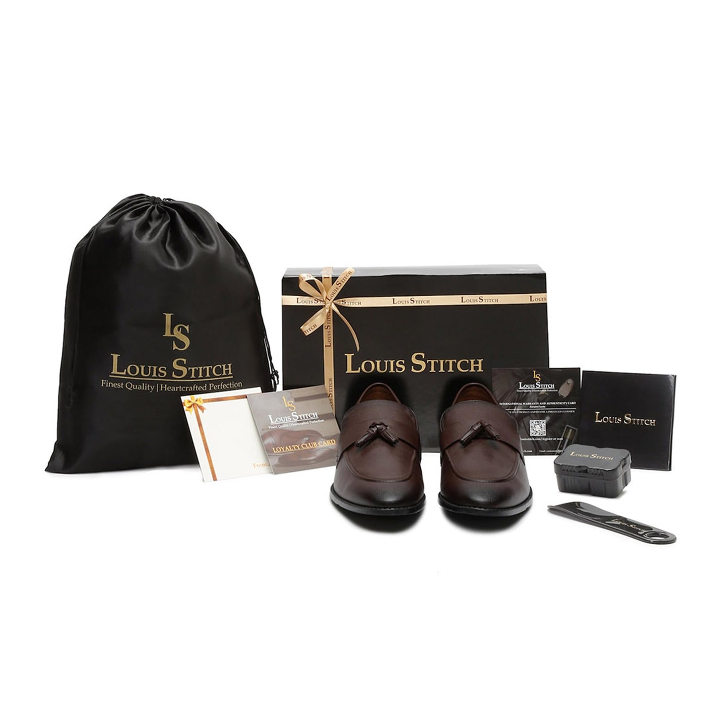 LOUIS STITCH Men's Brunette Brown Shoes Tassel Style Comfortable Moccasins for Men