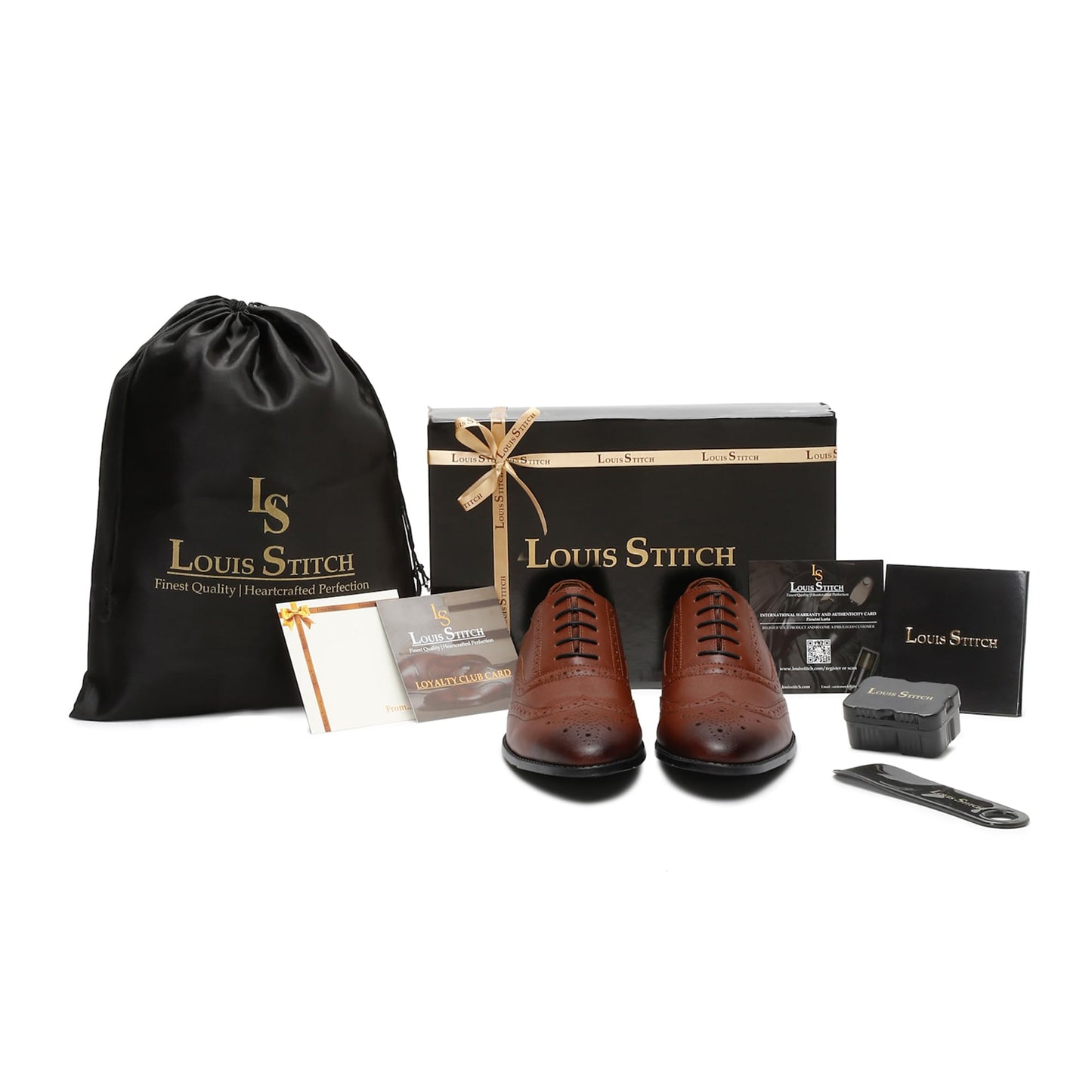 LOUIS STITCH Men's American Tan Wingtip Brogue Style Comfortable Formal Shoes Lace Up Shoe for Men (RGBG-) (Size- 11 UK)