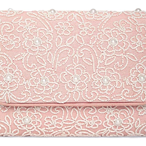 Peora Peach Clutch Purses for Women Handmade Evening Sling Handbag Stylish Bridal Fashion Clutch Bag for Girls