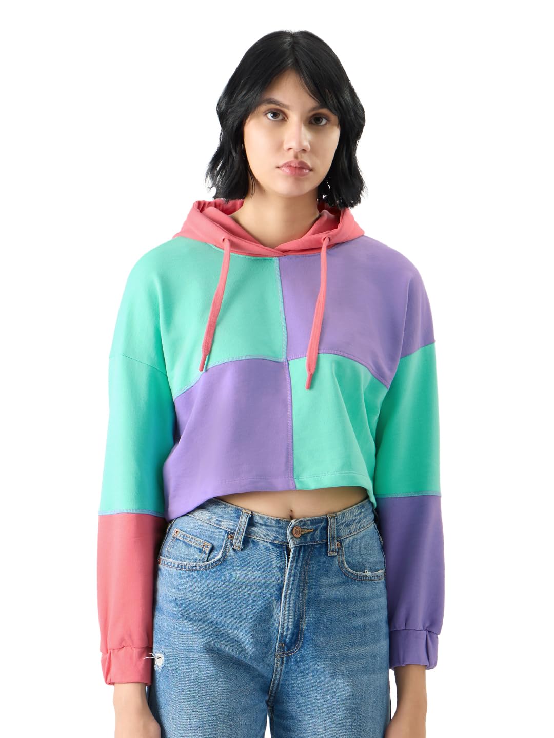 The Souled Store Orchid Sorbet Hoodie Women Cropped Oversized Hoodies Multicolour