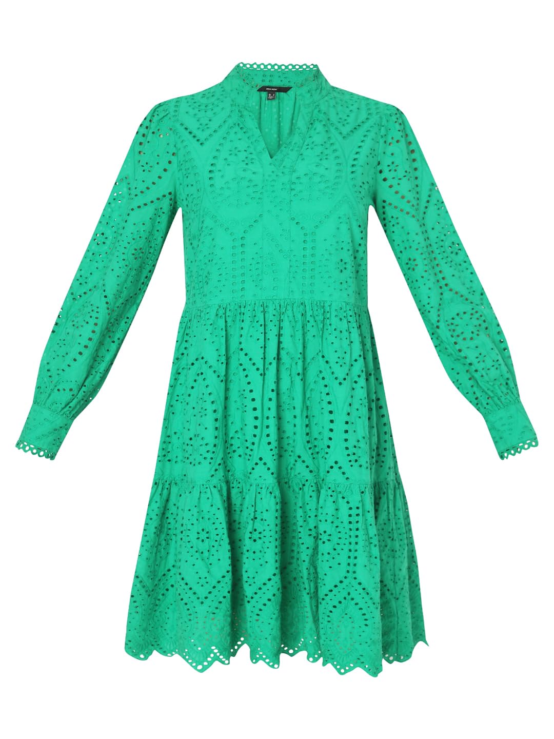 VERO MODA Women's Cotton Fit and Flare Above The Knee Dress (Golf Green)