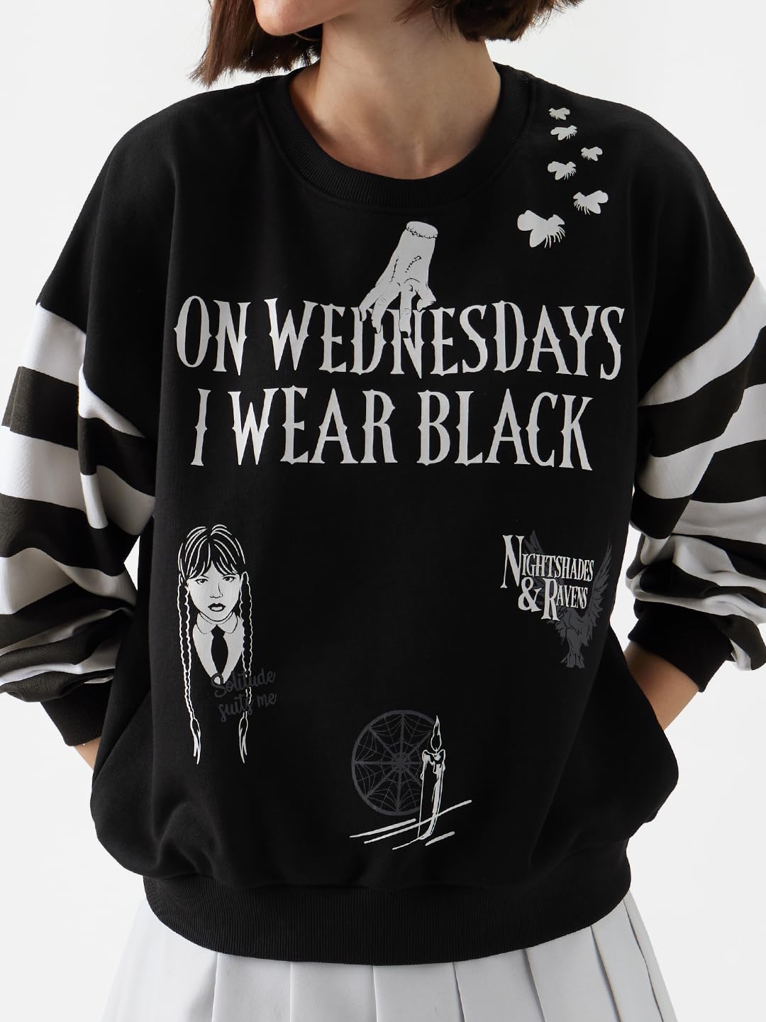 The Souled Store OfficialWednesday: SolitudeWomen Oversized Sweatshirts Black