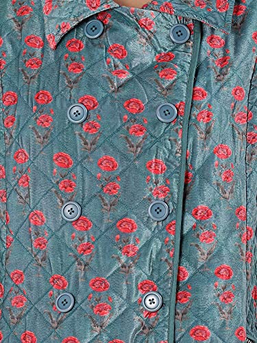 Ritu Kumar Teal Printed Velvet Jacket