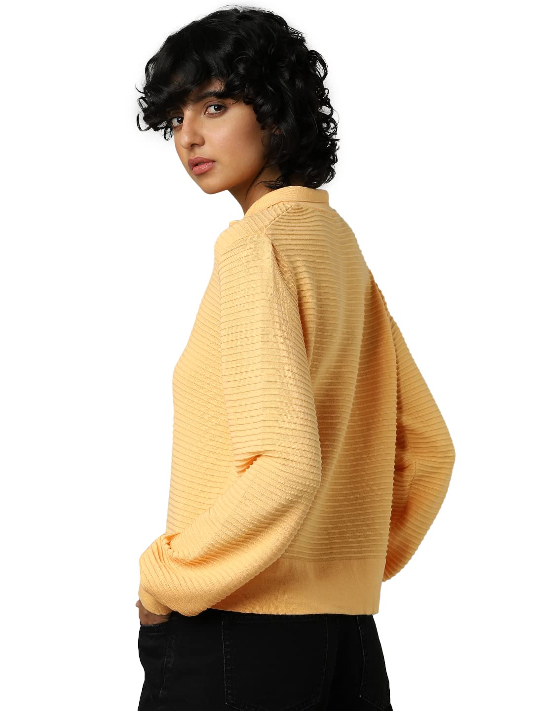 Only Women's Cotton Casual Sweater (Buff Orange)