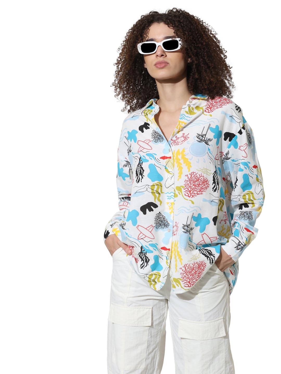 ONLY Women's Oversized Fit Shirt (15334455-Cloud Dancer_Cloud