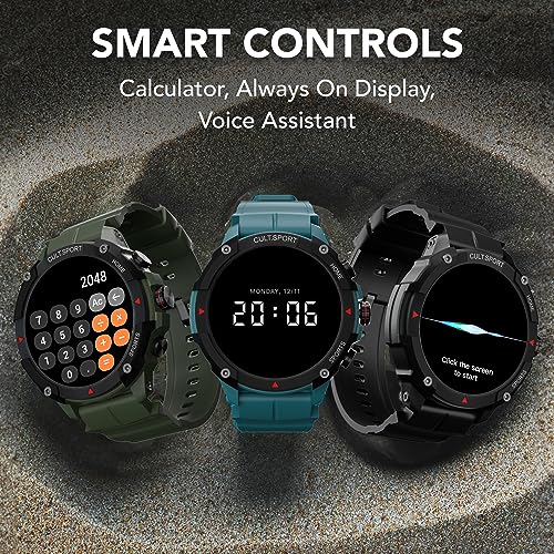 Cultsport Ranger Xr 1.43" Amoled Outdoor Rugged Smartwatch for Men, 850 Nits, Always On Display, Bluetooth Calling, 420Mah Battery, Sports Recognition, Health Tracking, Round Digital Watch, Black