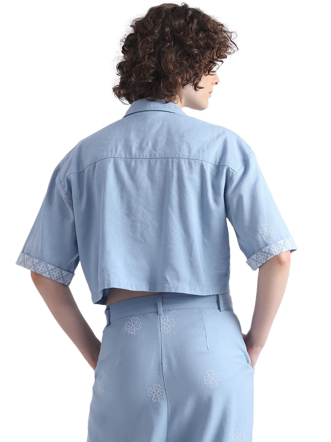 ONLY Women's Regular Fit Shirt (15328994-Placid Blue_Placid
