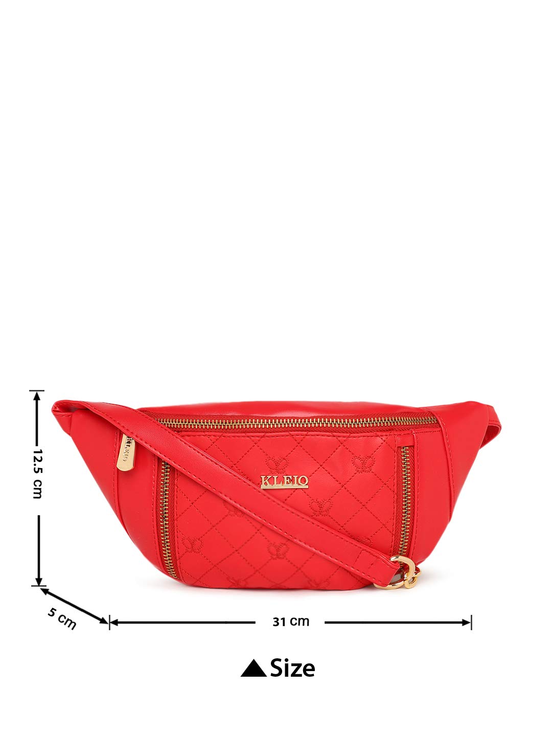 KLEIO Quilted Chain Sling Waist Belt Pouch for Women Girls (HO8017KL-RE) (Red)