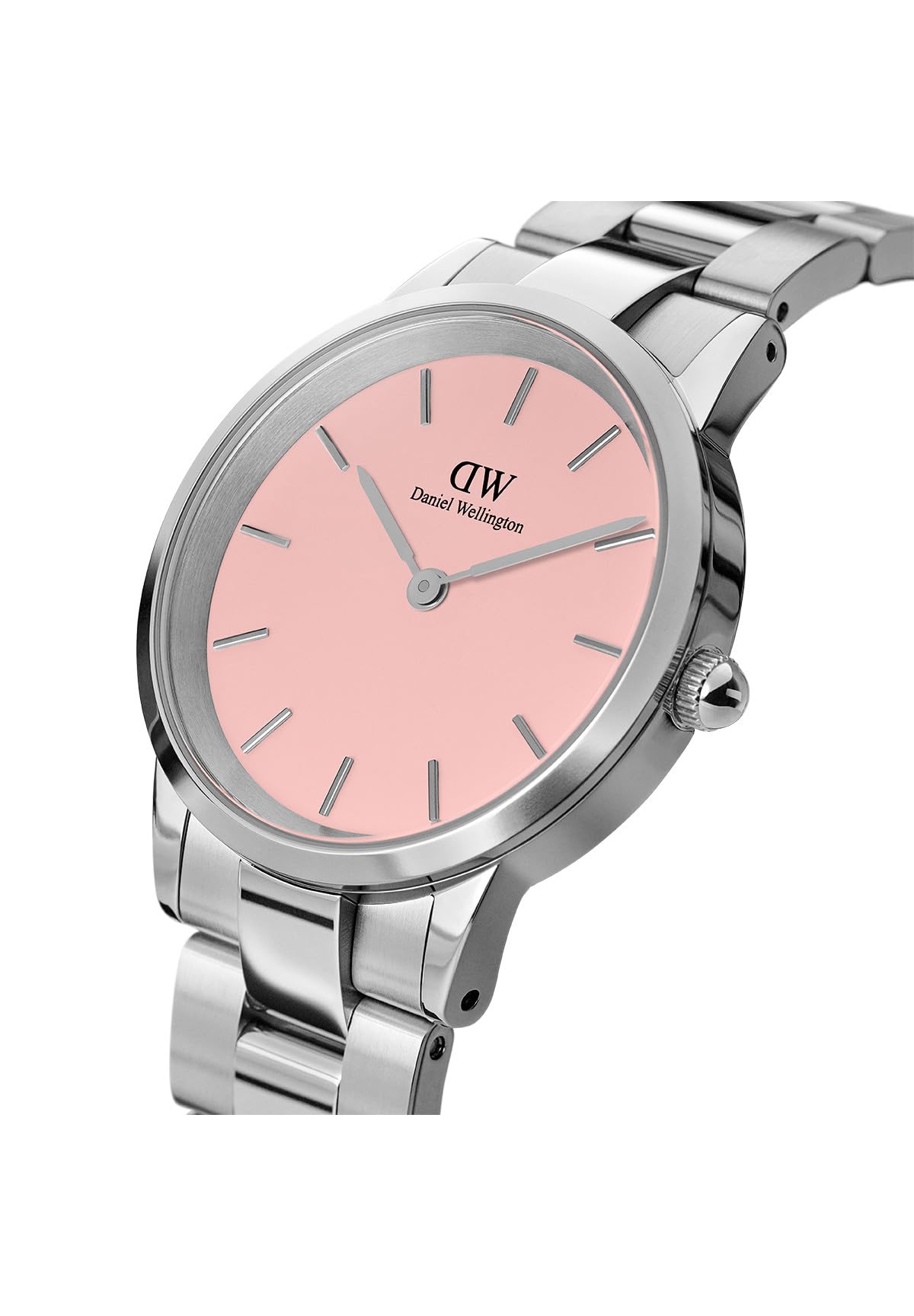 Daniel Wellington Iconic Link Blush 28mm Pink Dial Silver Watch for Women