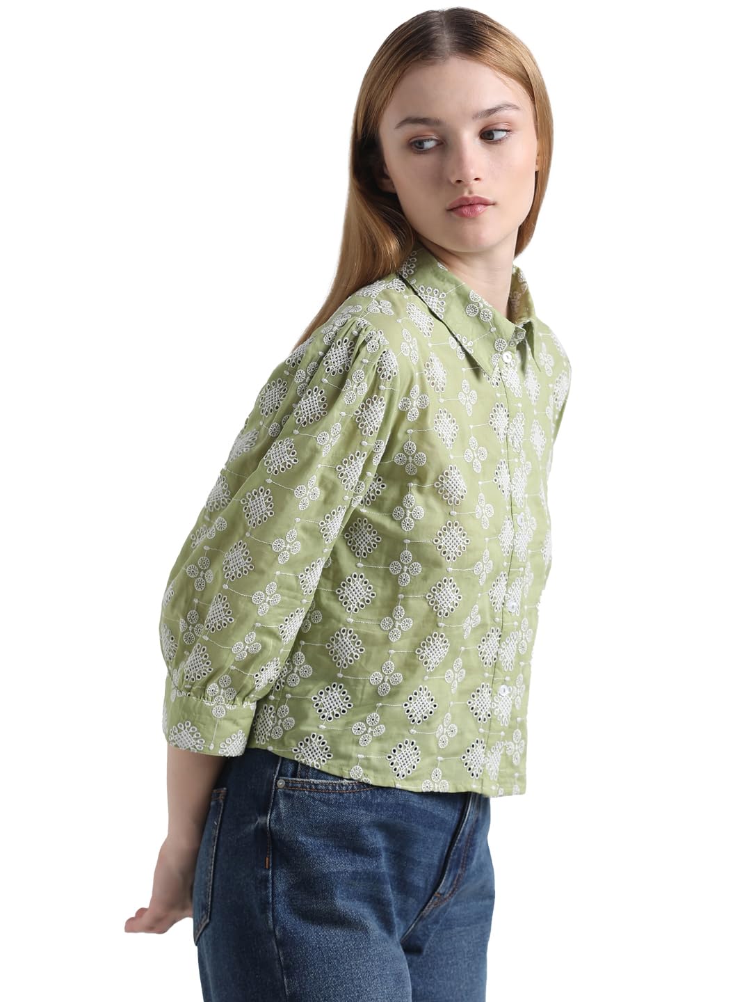 ONLY Women's Slim Fit Shirt (15326584- Fern