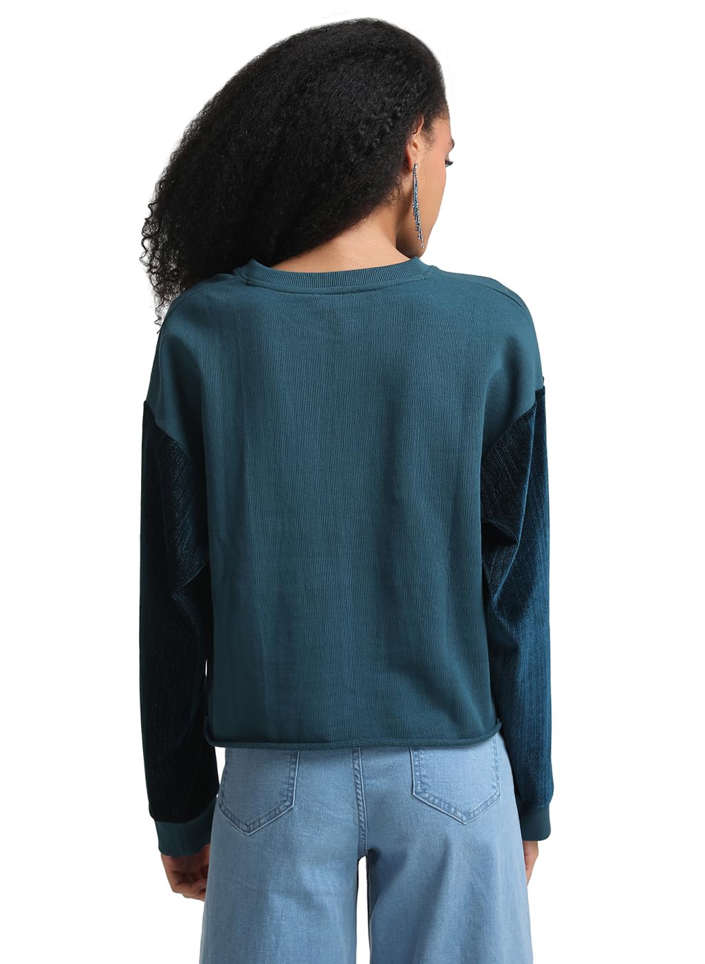 Kazo Women's Cotton Blend Modern Sweatshirt (124992TEAL_Teal