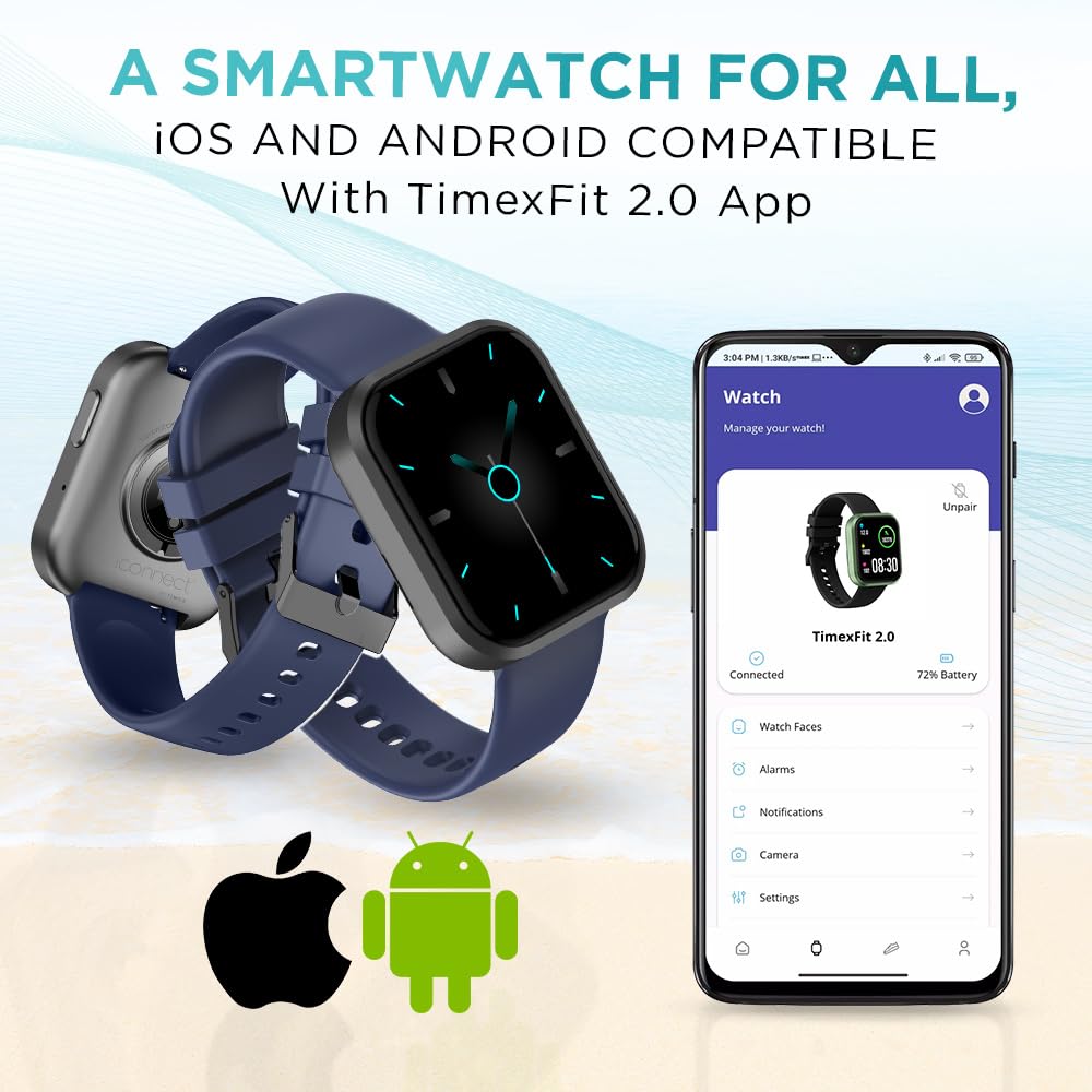 TIMEX iConnect Calling Smartwatch|1.83" TFT Display with 240x284 Pixel Resolution|Single Sync Bluetooth Calling|AI Voice Assist|100+ Sports Modes|200+ Watchfaces|Upto 7 Days Battery(Normal Usage)