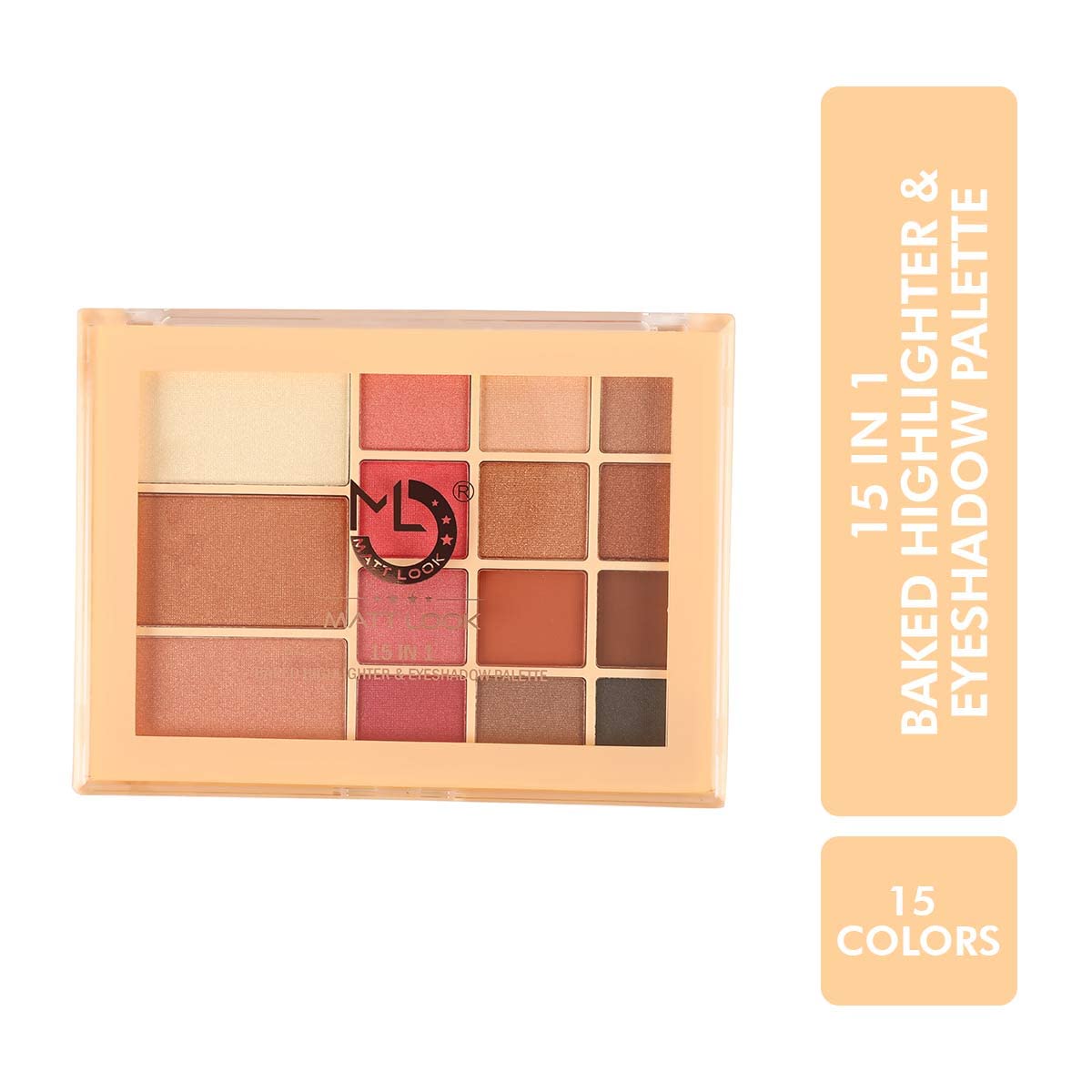 Mattlook 15 in 1 Baked Highlighter & Eyeshadow Palette, Face Makeup, Multicolor-3 (33.6gm)