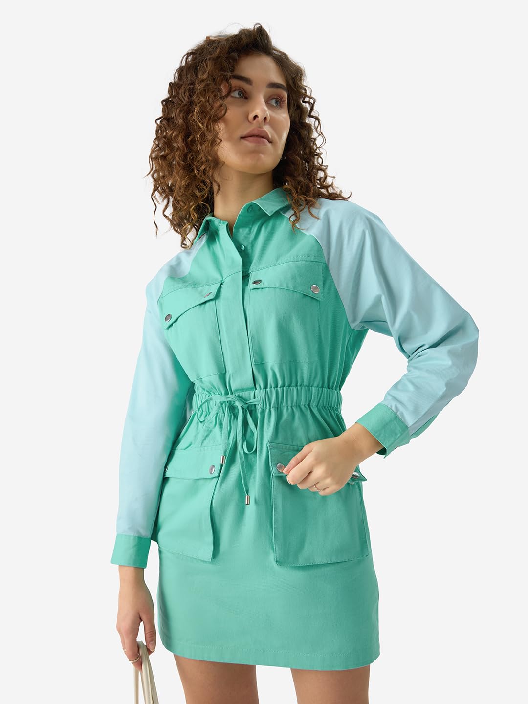 The Souled Store Solids: Apple Mint Women Shirt Dresses