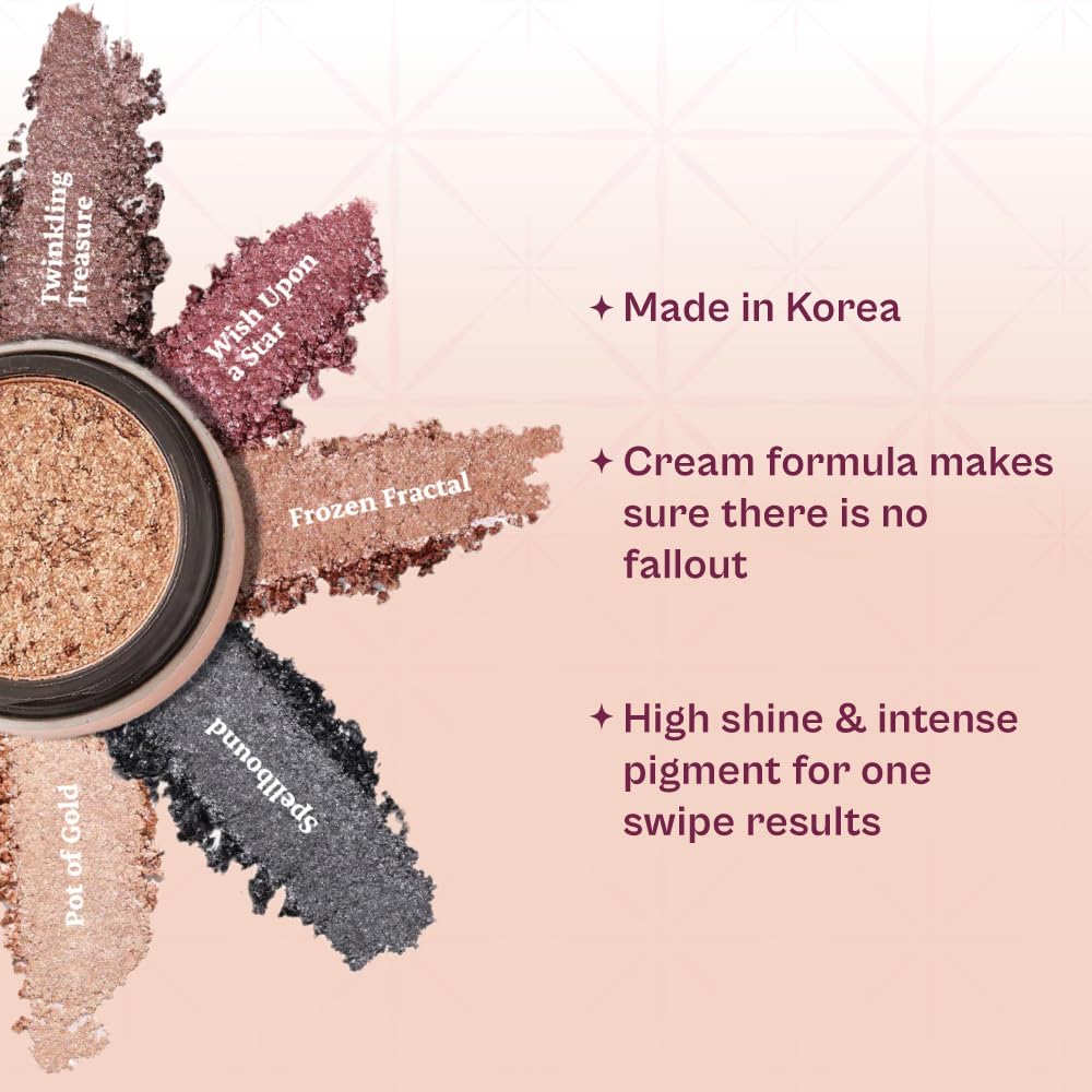 Typsy Beauty Magic Dust Cream Foil Shadow I Wish Upon a Star I Metallic Pink Rose Gold I Intensely Pigmented with Single Swipe Application I Glitter Shadow I Minimal Fall Out I Made In Korea I 1.9g