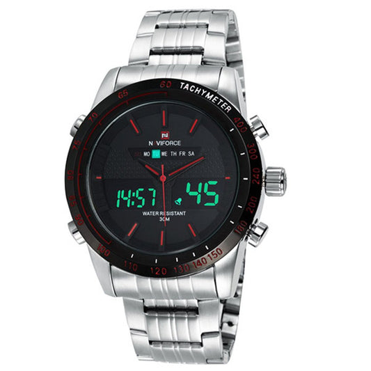 Luxury Naviforce Brand Full Steel Quartz Digital LED Watch Army Military Watches Sport Watches, Quartz Movement