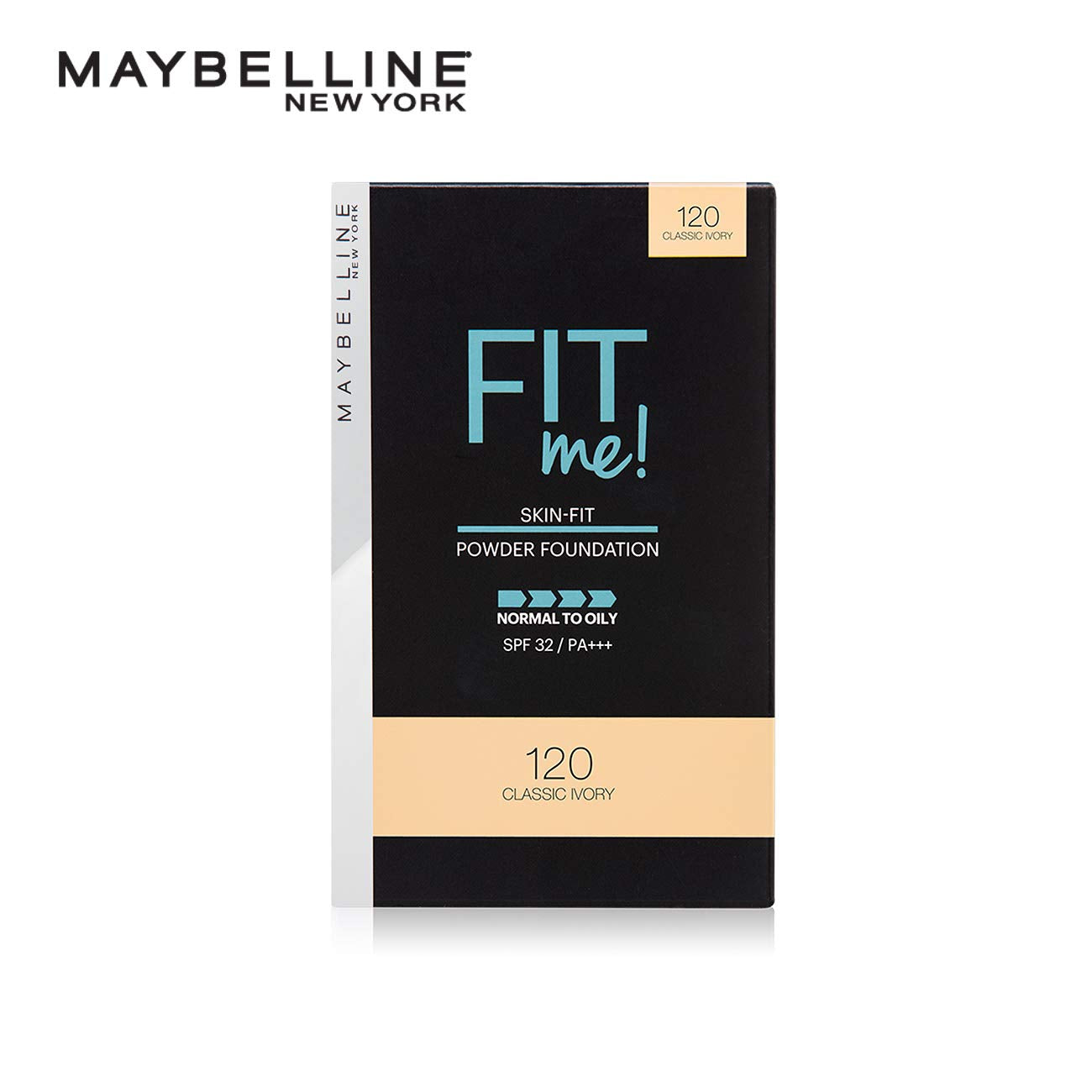 Maybelline New York Fit Me Two Way Cake (Powder Foundation), 120 Classic Ivory, 9 g