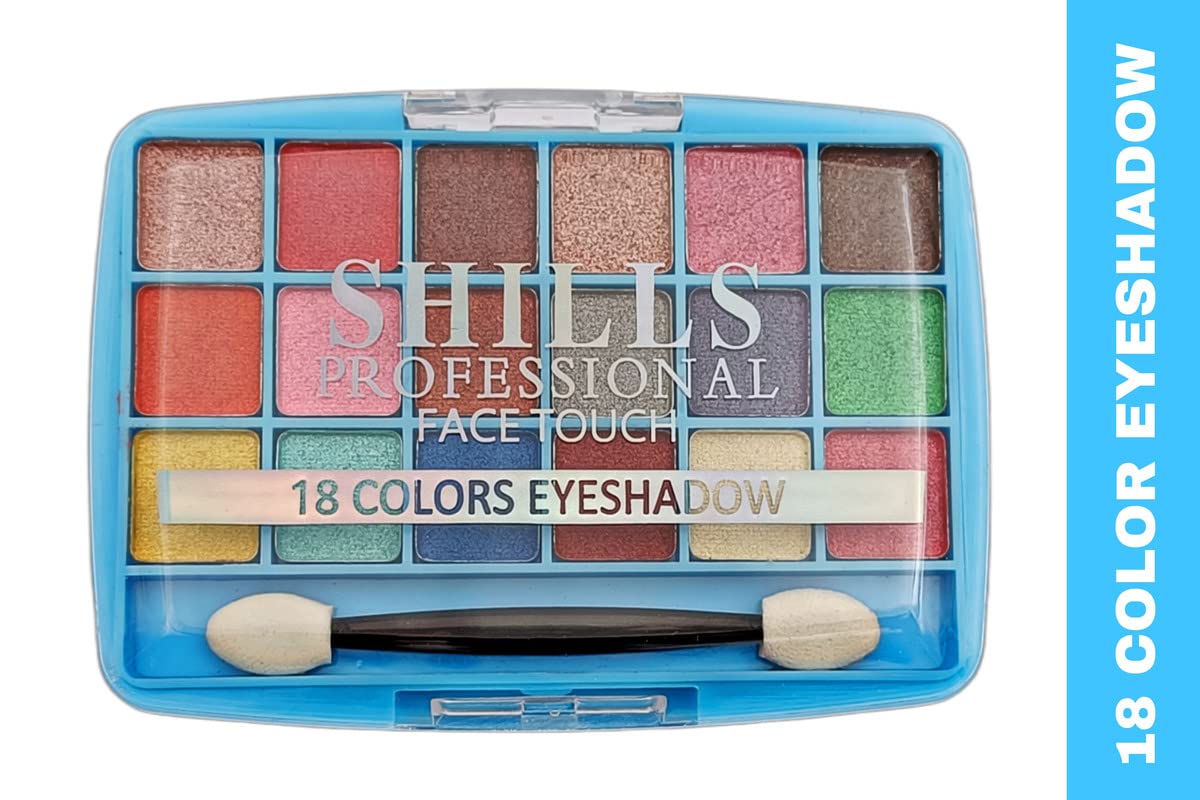 SHILLS PROFESSIONAL 18 colors Eyeshadow Palette| Long wearing and Easily Blendable Eye makeup Palette | Matte, Shimmers and Metallic | Multicolor