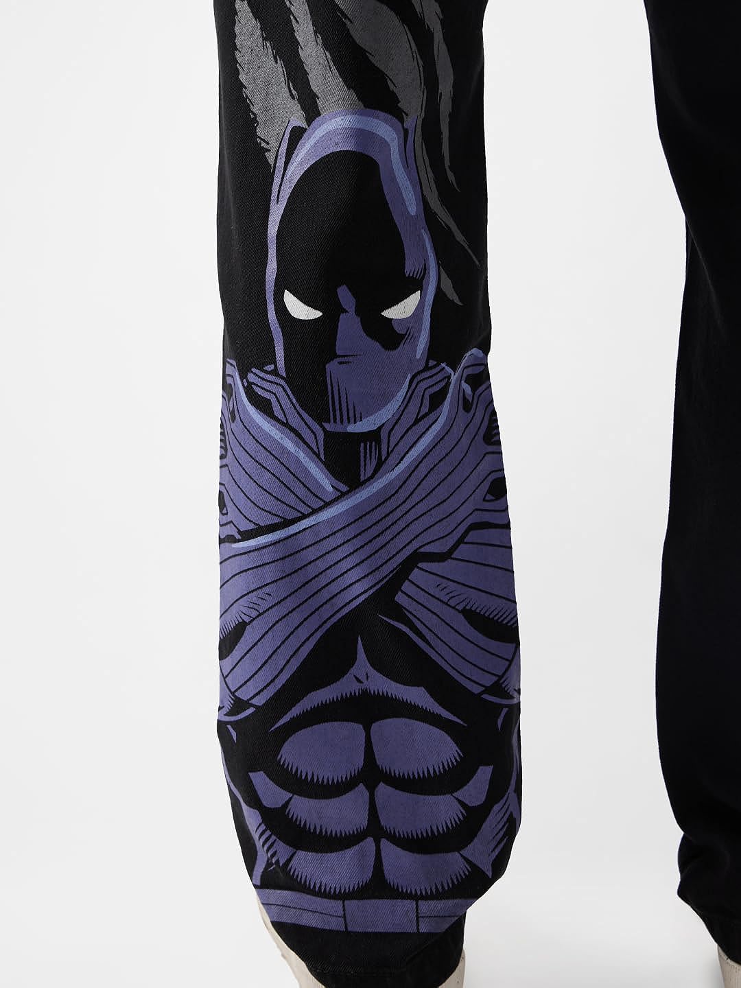 The Souled Store Official Black Panther: Claws (Straight Fit) Mens Cotton and Spandex Black Color Jeans