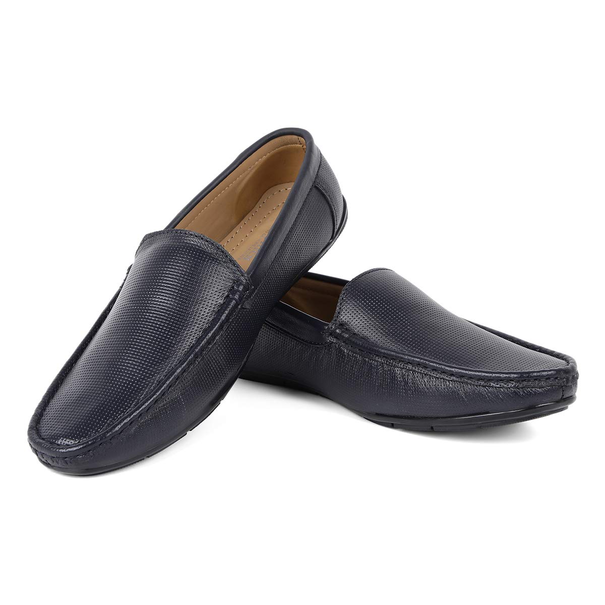 LOUIS STITCH Oxford Blue Genuine Leather Moccasins Loafers for Men