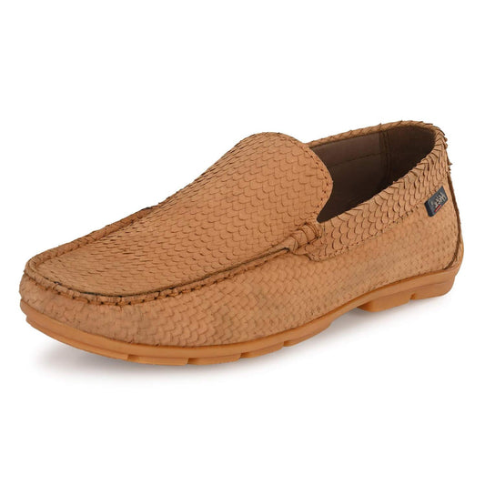 HITZ Men's Tan Leather Moccasins Loafer Shoes