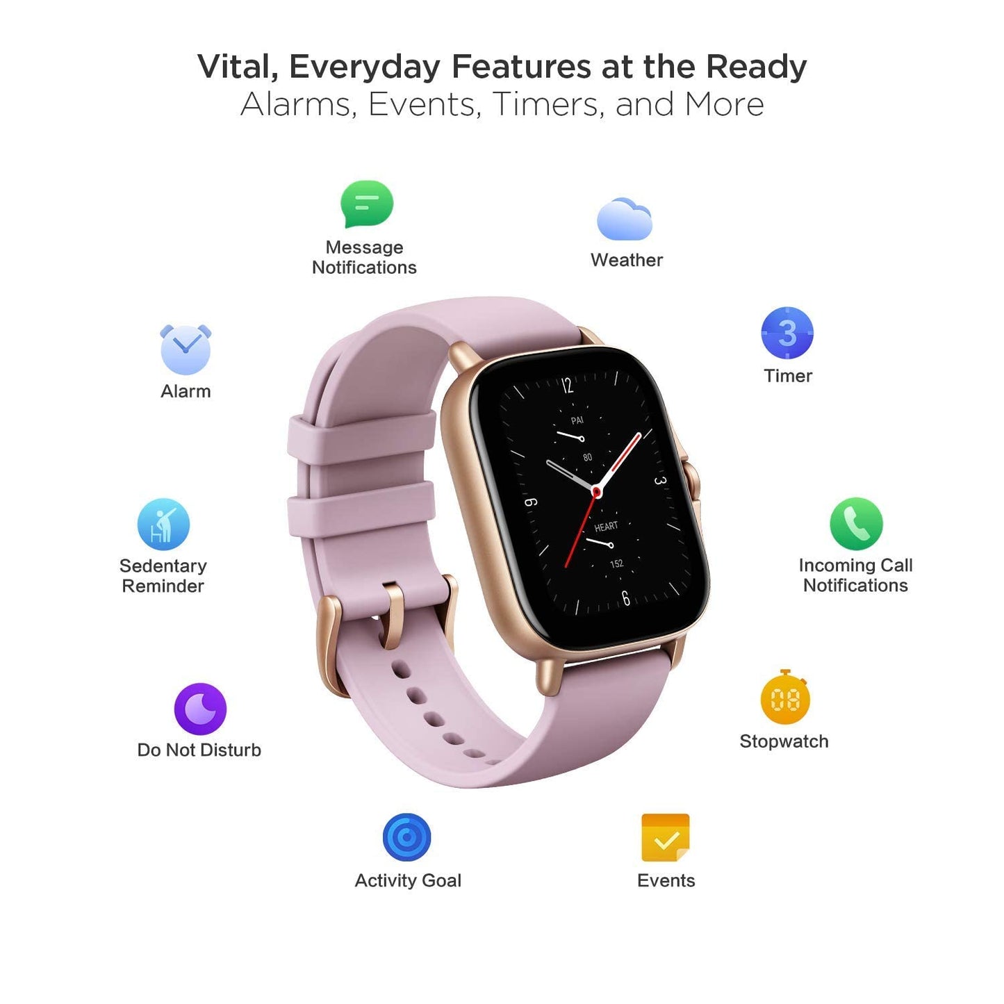 (Refurbished) Amazfit GTS 2e Smartwatch, SpO2 & Stress Monitor, 1.65 Always-on AMOLED Display, Built-in GPS, Built-in Alexa,14-Day Battery Life, 90+ Sports Models, 50+ Watch Faces Lilac Purple, Regular