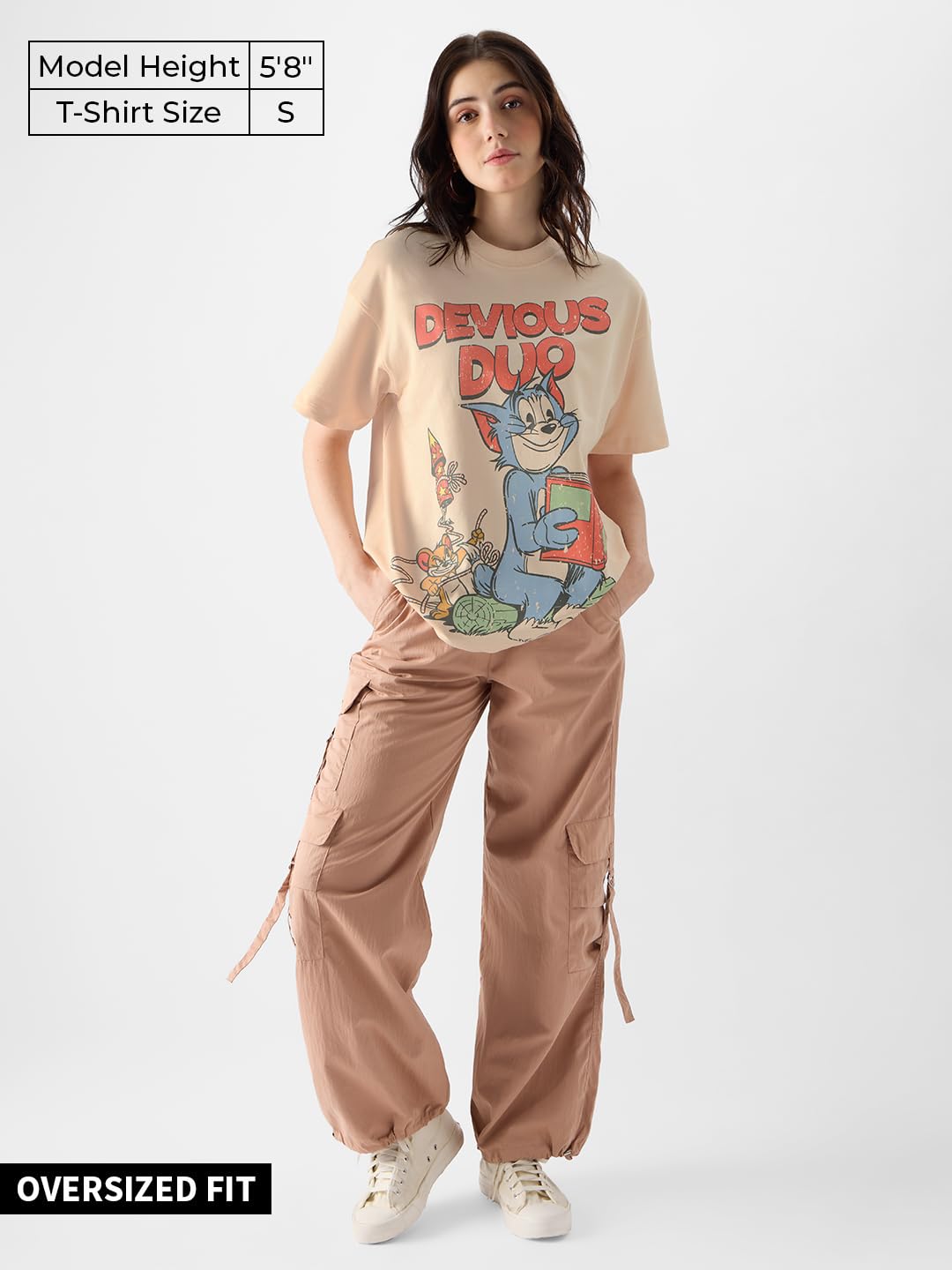 The Souled Store Tom and Jerry: Devious Duo Women Oversized T-Shirts