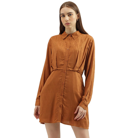 UNITED COLORS OF BENETTON Women's Regular Fit Straight Dress DRESS Rust