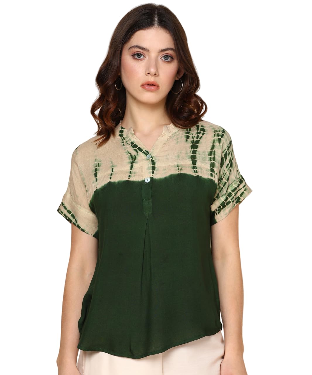 Maaesa Ombre Dyed Rayon Regular Tops for Women (Olive)