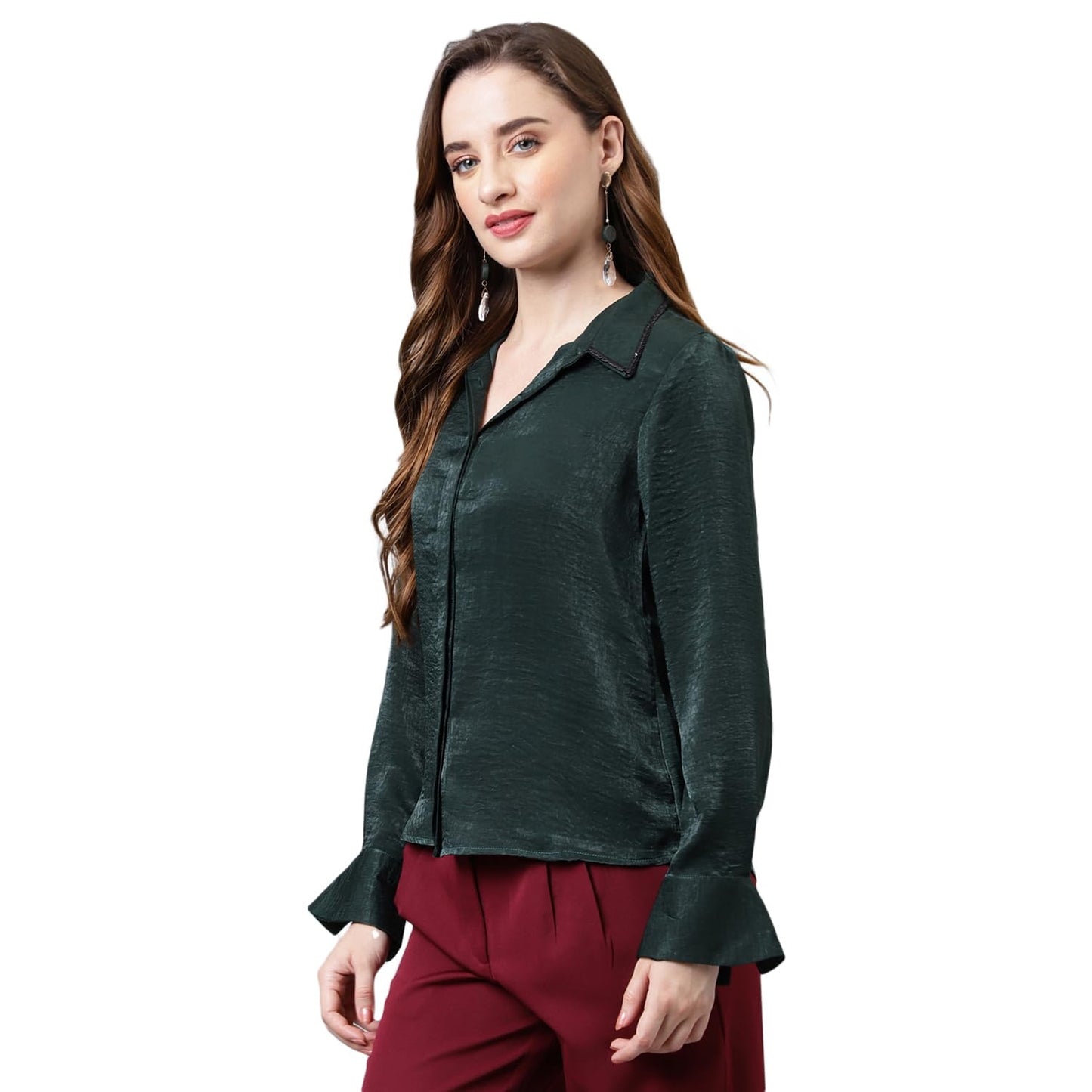 Latin Quarters Women's Greenbotle Full Sleeve Solid Blouse/Top_XXL