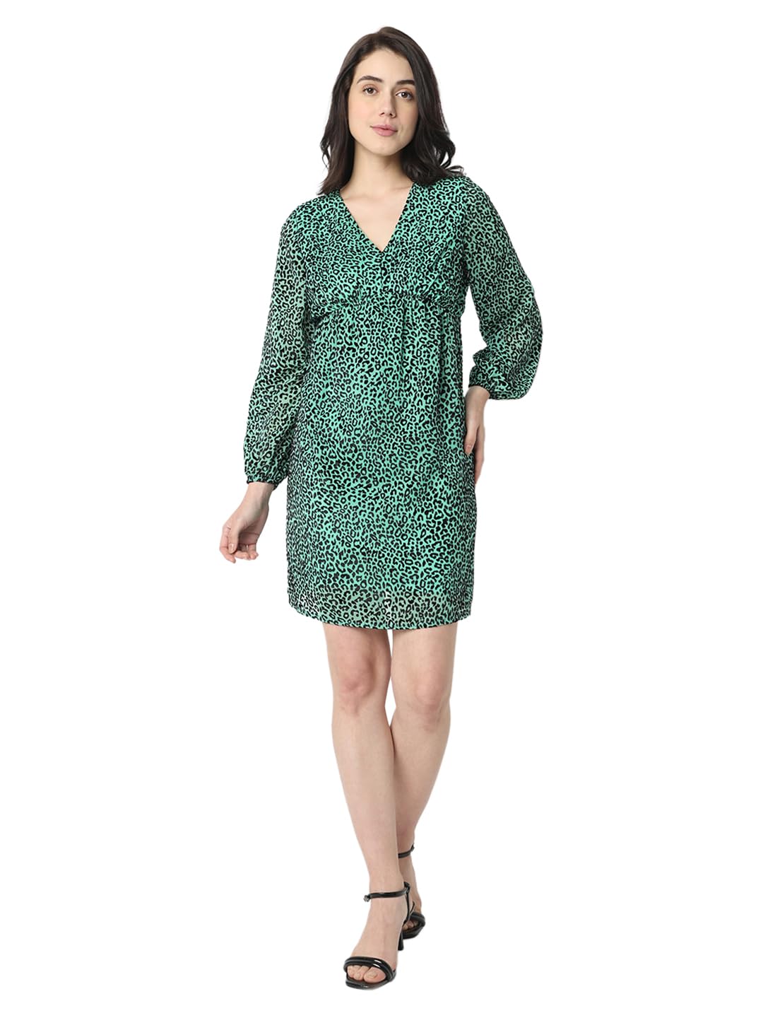 VERO MODA Women's Viscose A-Line Above The Knee Dress (Holly Holly Green)