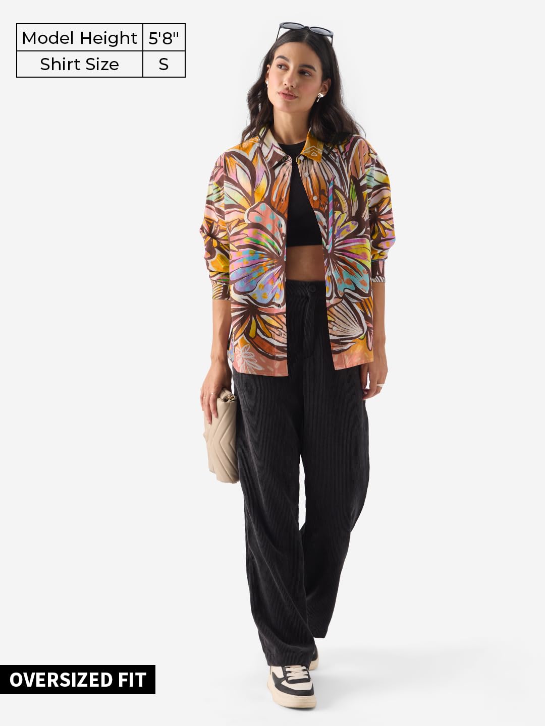 The Souled Store Floral Mirage Women and Girls Long Sleeve Collared Neck Button Down Printed Boyfriend Shirts Multicolour