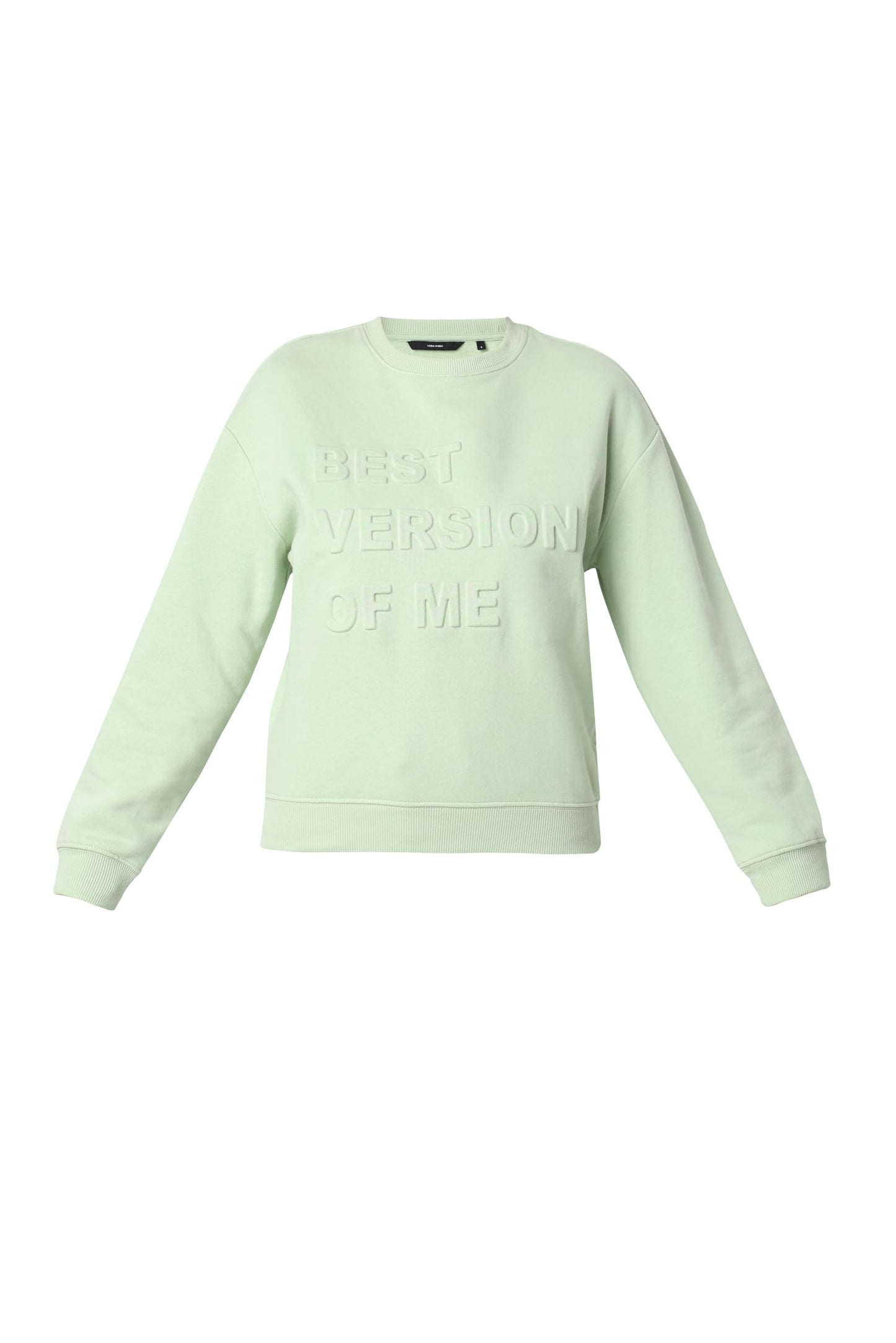 VERO MODA Women's Cotton Round Neck Sweatshirt (Smoke Green)